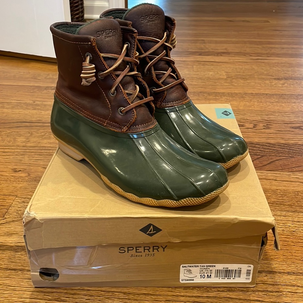 Women’s Sperry Saltwater Boots - Tan/Green Size 10